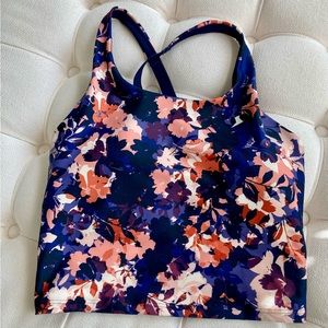 Old Navy | Navy blue floral print active wear top tankini with padding